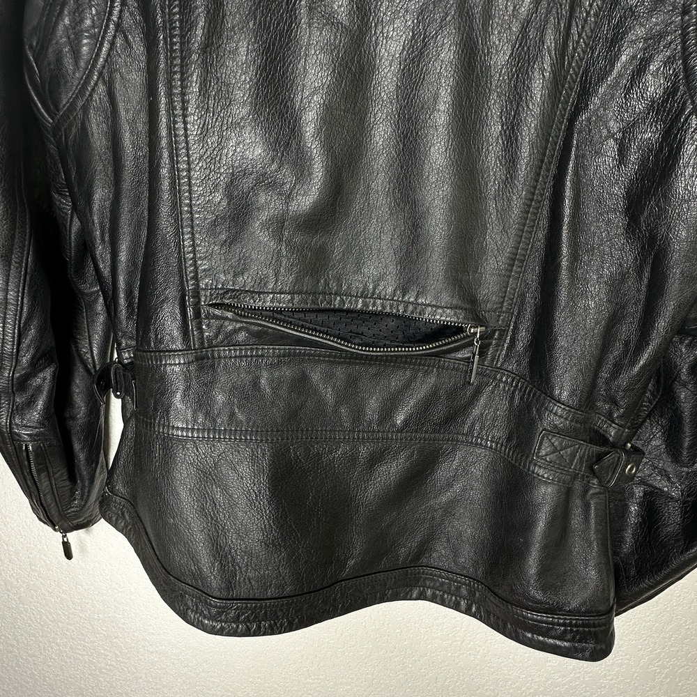 Harley Davidson Genuine Leather Jacket Black Riding Gear Vented Logo Women's Sml - Picture 6 of 15